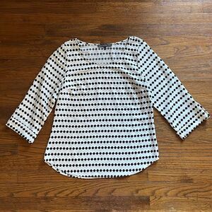 Brixon Ivy White & Black Patterned Blouse